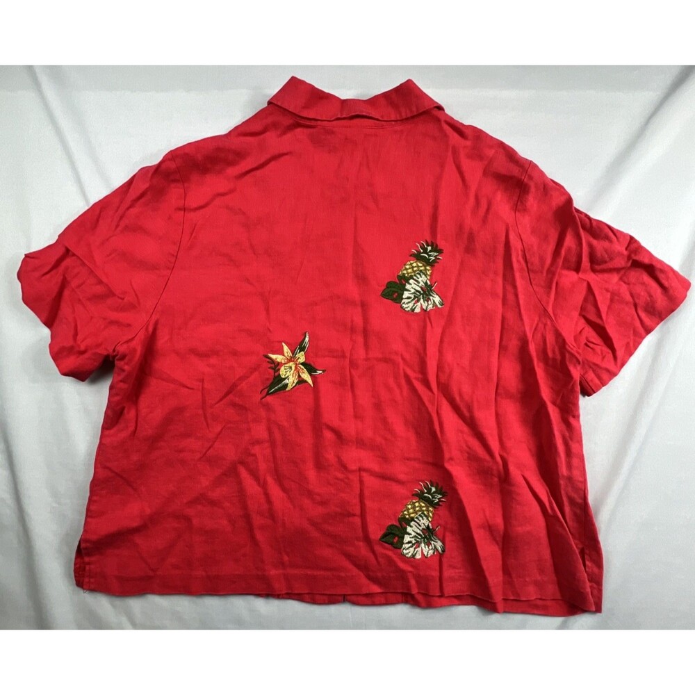Vintage Studio C Plus Linen Blend Embroidered Tropical Shirt 18W - Picture 2 of 6